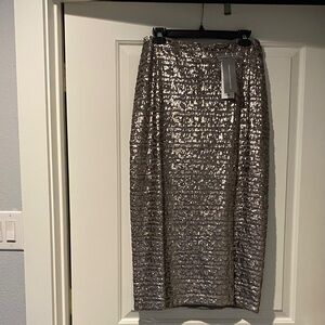 French Connection Metallic Sequin Pencil Skirt